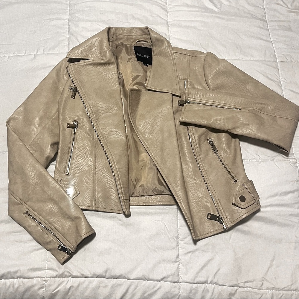 Faux Leather Beige/Taupe Jacket